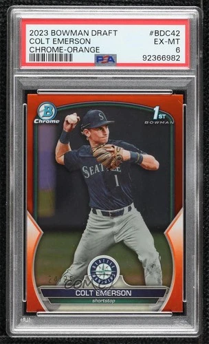2023 Bowman Draft Chrome Orange Refractor /25 Colt Emerson #BDC-42 PSA 6