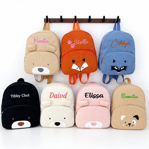 Personalised Kids Backpack Custom Name Bear School Bag Toddler Nursery