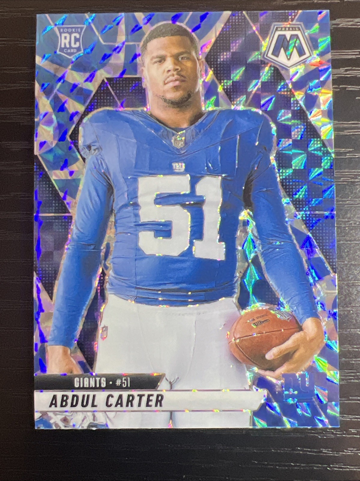 2025 Mosaic Blue Reactive Prizm #282 Variation Abdul Carter RC Giants