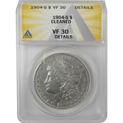 #ad 1904 S Morgan Dollar VF 30 Details ANACS Silver $1 Coin SKU:I21147 $164.99