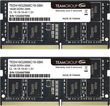 Elite DDR4 32GB Kit 2 X 16GB 2666Mhz PC4-21300 CL19 Unbuffered Non-Ecc 1.2V SO