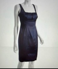 Calvin Klein Navy Blue Satin Stretchy Sleeveless Square Neck Dress Size 4