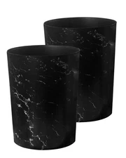 Small Trash Can 2 Gallon 2 Pack Wastebasket Garbage Bin for Bathroom Black