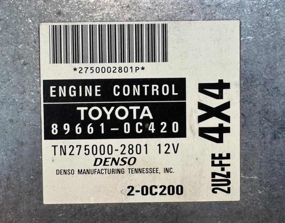 2002 TOYOTA SEQUOIA ДВИГАТЕЛЬ ЭЛЕКТРОННЫЙ МОДУЛЬ УПРАВЛЕНИЯ ECM В СБОРЕ  - Изображение 2 из 4