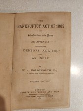 Mr Holdsworth's Legal Handbook "Bankruptcy Act of 1883" printed 1884 hardback