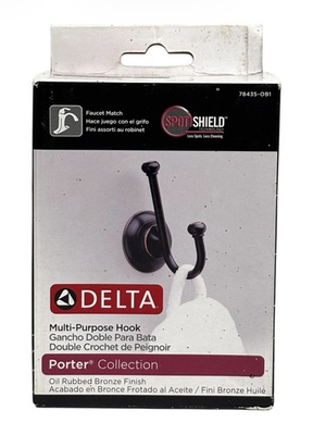 #ad Delta Porter Double Towel Robe Hook in Oil Rubbed Bronze 78435 OB1 NEW $14.95