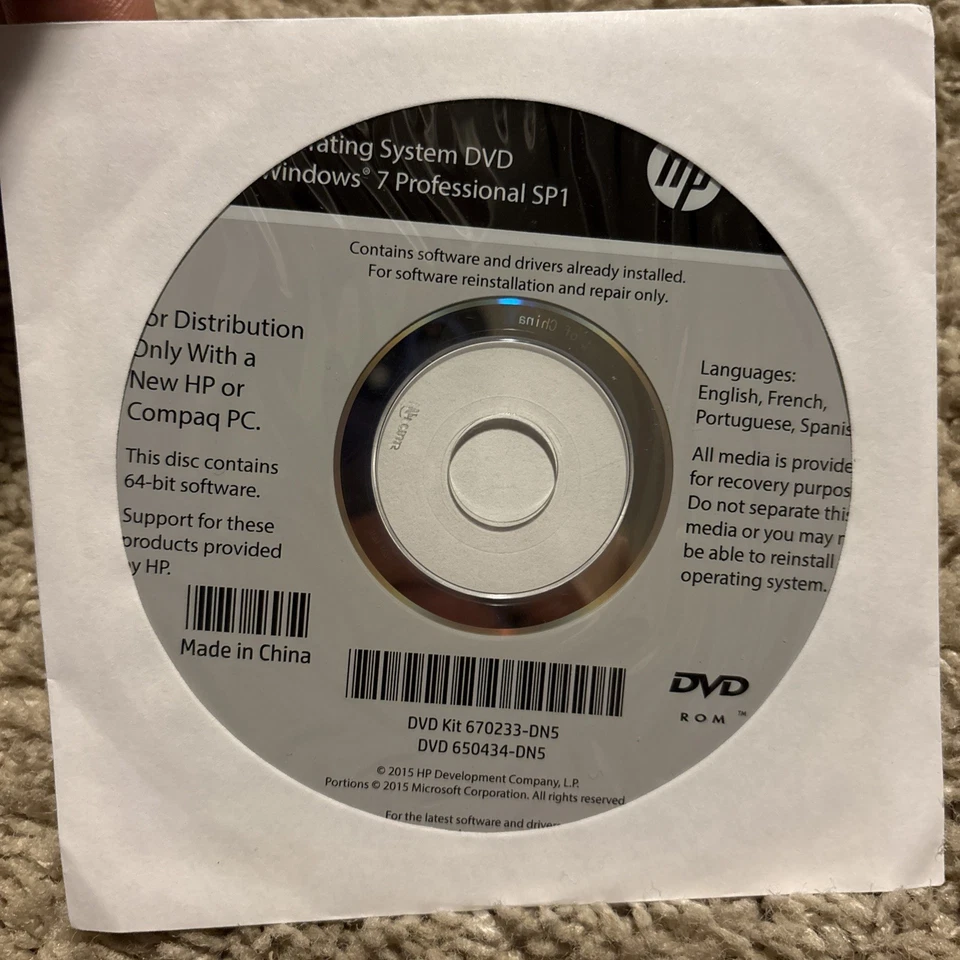 HP Windows 10 & 7 App & Driver Recovery DVDs, Windows 7 & 10 OS, Quickstart - Image 2 of 4