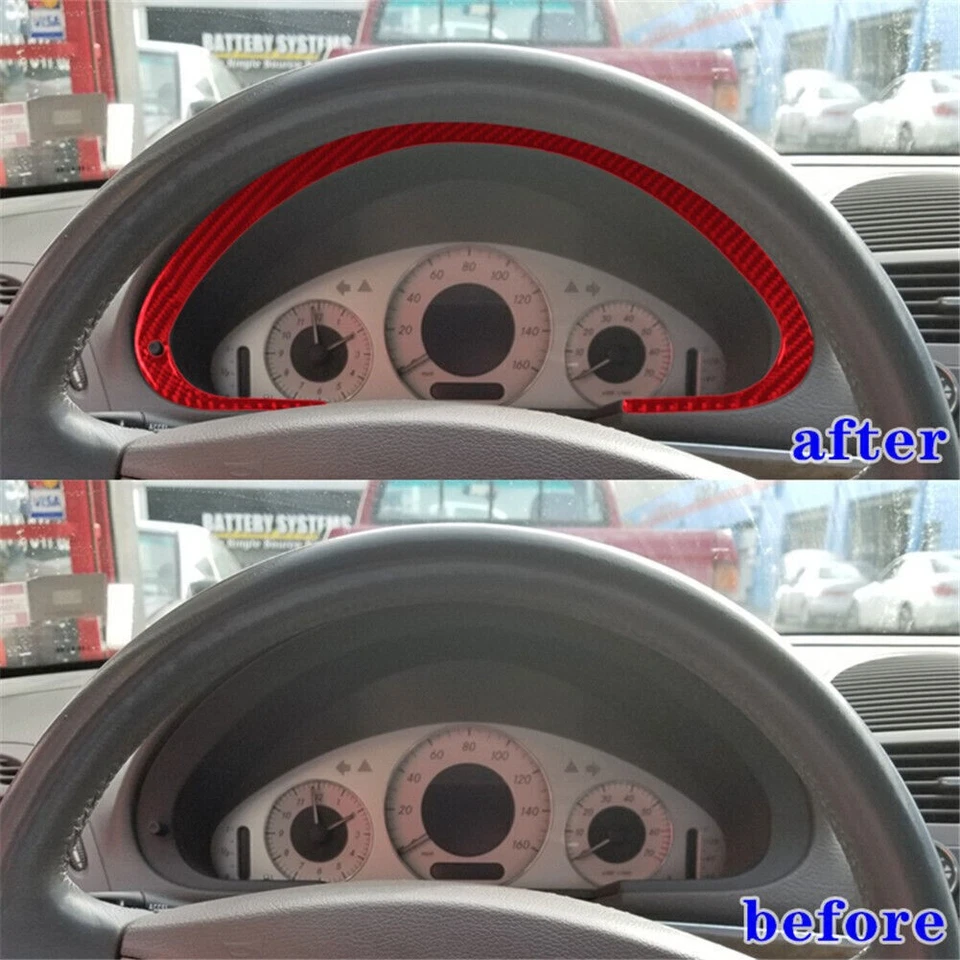 For Mercedes-Benz E-Class W211 2003-2009 Carbon Fiber Red Cover Trim Speedometer - Image 3 of 4
