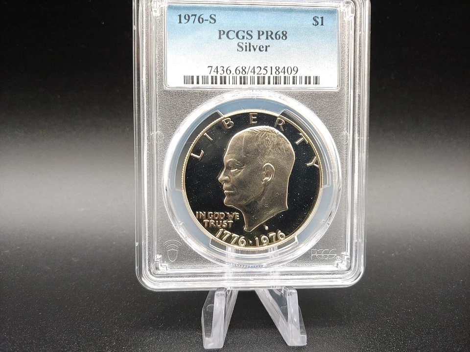 1976 "S" Eisenhower Silver Dollar IKE $1 - PCGS PR68 Blue Label - FREE Shipping! - Image 3 of 4