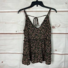 Sienna Sky Top Women S Floral Tiered Blouse Tank V-Neck Spaghetti Strap Tie Back