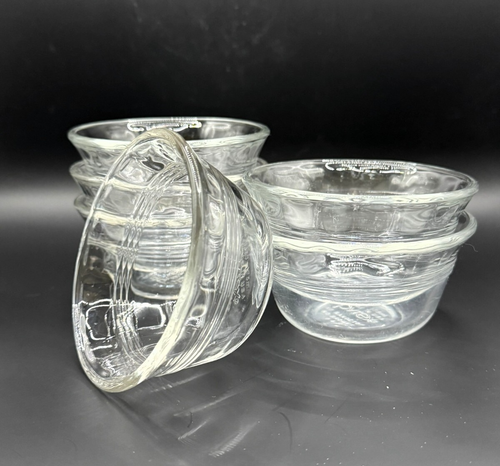 Set of 6 Vintage Pyrex 463 Clear Scalloped Edge Custard Cups Ramekins ...