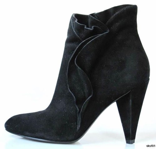 MARC JACOBS black suede ruffled ANKLE BOOTS shoes 40 10 - fabulous new $570 - 第 1/4 張圖片