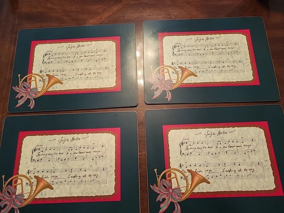 PIMPERNEL KORK TISCHSETS "DIE FESTLICHE ROLLE" FRANZÖSISCHES HORN JINGLE BELLS