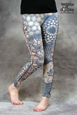 WEAVE LEGGINGS SACRED GEOMETRY Pixie Fairy Psytrance Festival Hippy Goa Lycra 