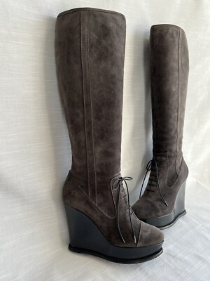 Moschino Cheap & Chic Knee-High Boots Suede Brown Size US 7 1/2 EU 38