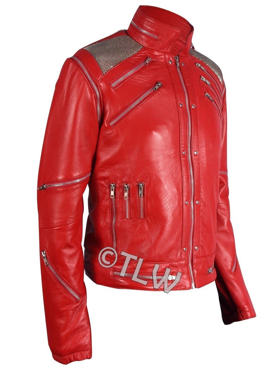 Beat It Leather Jacket Michael Jackson Thriller RED , ALL SIZES