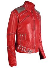 Beat It Leather Jacket Michael Jackson Thriller RED , ALL SIZES , Fast Shipping