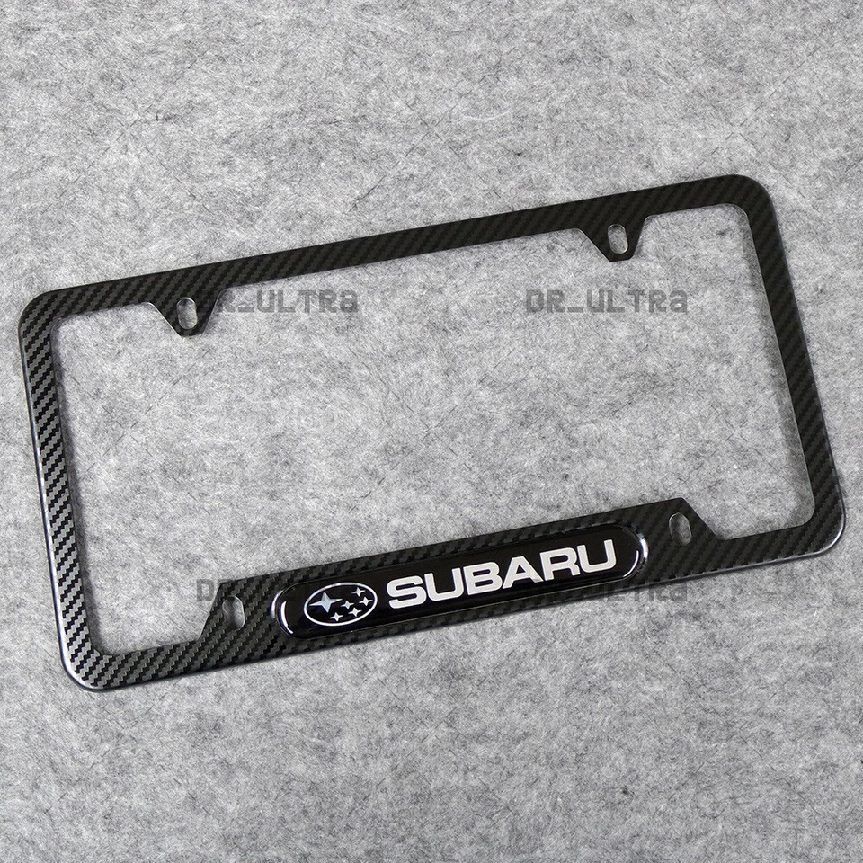 Subaru Sport Front or Rear Carbon Fiber Texture Style License Plate Frame Cover - Image 2 of 4