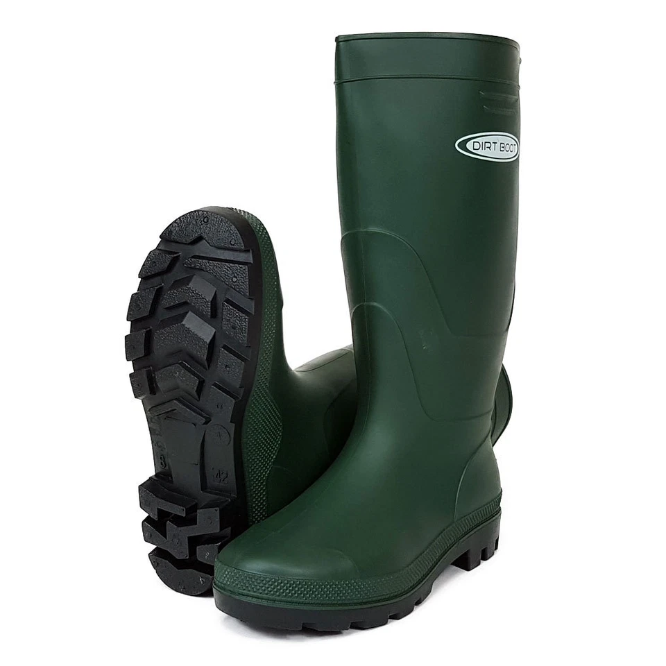 Dirt Boot® Ladies Mens Black & Green Festival Wellington Boots Wellies Gardening - Image 2 of 3