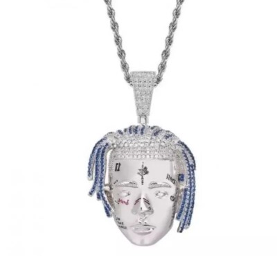SILBER Rapper XXXTentacion Kette Halskette Hiphop Iced Out Schmuck UK Versand