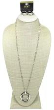 Fancy New Silver Tone Chain Necklace Earring Set by MIXIT $24 Tags #N2537
