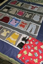 UnFinished Fashion Themed Appliques Patchwork Quilt 53" X 42" Top & Extra Fabric