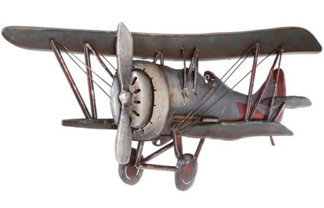 Metal Airplane Wall Decor Biplane Aviation Pilot Mancave Art New