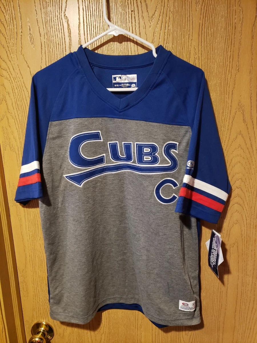 CHICAGO CUBS JERSEY SHIRT TRUE FAN MEN MEDIUM MLB BLUE GREY NEW WITH TAGS