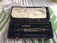 Ancienne Boite Compas Outil De Precision Dessin Boite Bois Vintage