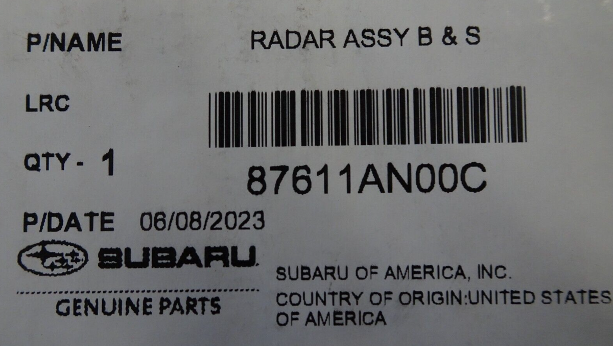 Genuine Subaru Blind Spot Radar 87611AN00C for sale online | eBay