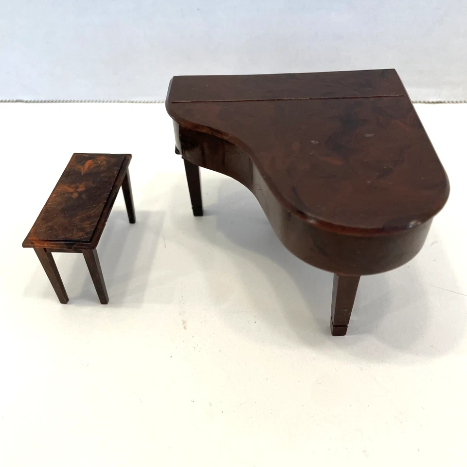 复古 Renewal 娃娃屋家具大钢琴 (74) 和长凳 (75) 美国制造 — 第 4/4 张图片