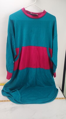 Kittens Brand Night Sweater Moo-Moo Green Purple Long Sleeve Pockets XL? D20
