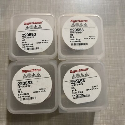 Lot Of 4-Hypertherm #220553 Swirl Ring for Plasma Torch Body Head