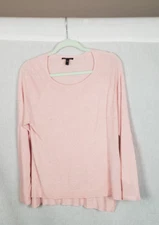 Eileen Fisher Knit Top S Organic Cotton Silk Blend Slub Light Pink Casual Spring