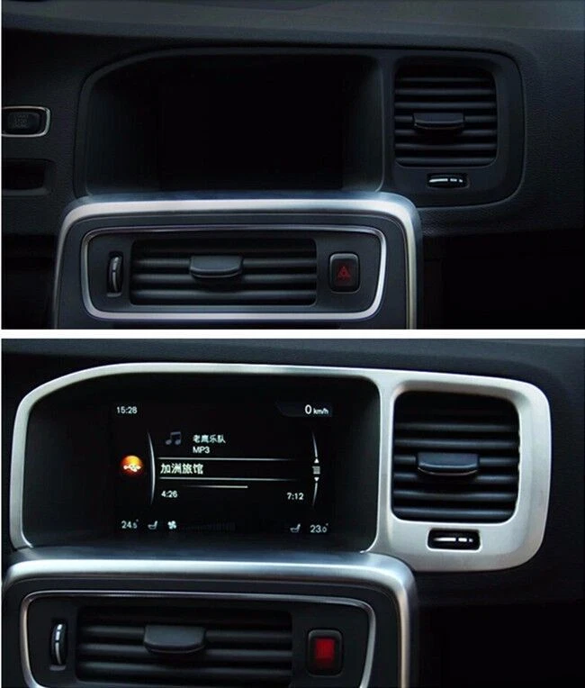  Decoração de interiores com acabamento de estrutura de navegação de aço inoxidável para Volvo S60 V60 - Imagem 3 de 4