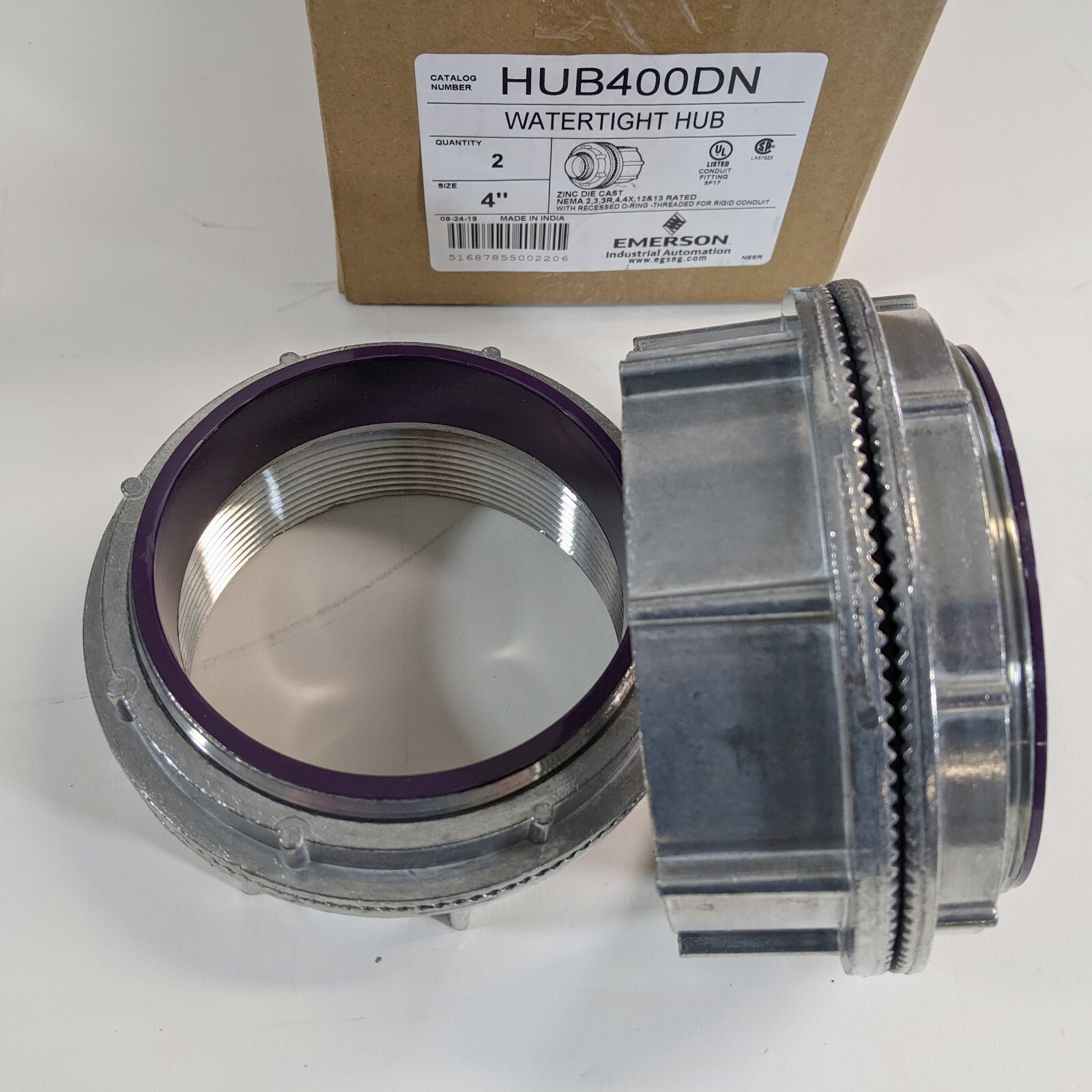 EMERSON WATERTIGHT HUB HUB400DN 4" ZINC DIE CAST RECESSED ORING RIGID