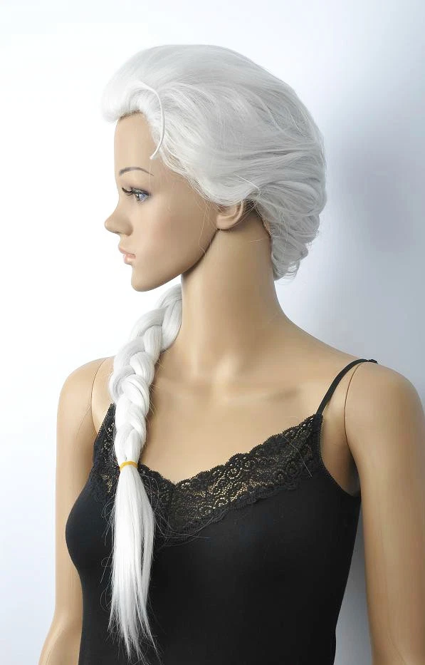 Venta caliente Pelucas de pelo blancas largas rectas cola de caballo mujeres dama niña Foto 2 de 4