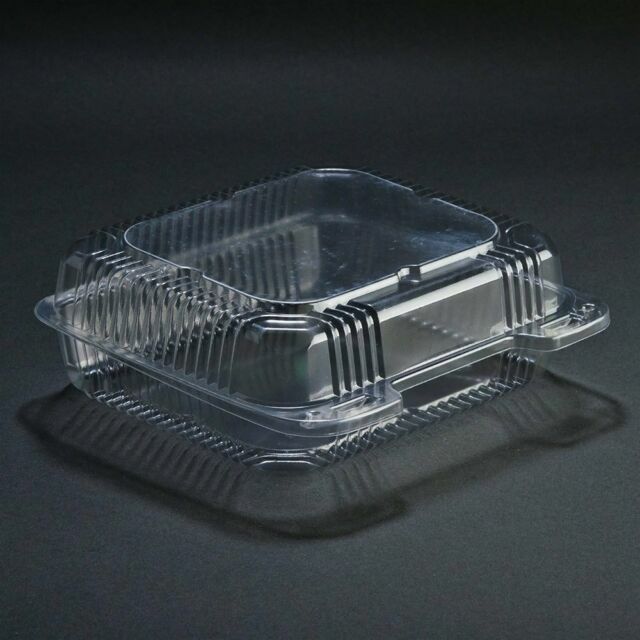 clear plastic food containers with hinged lids