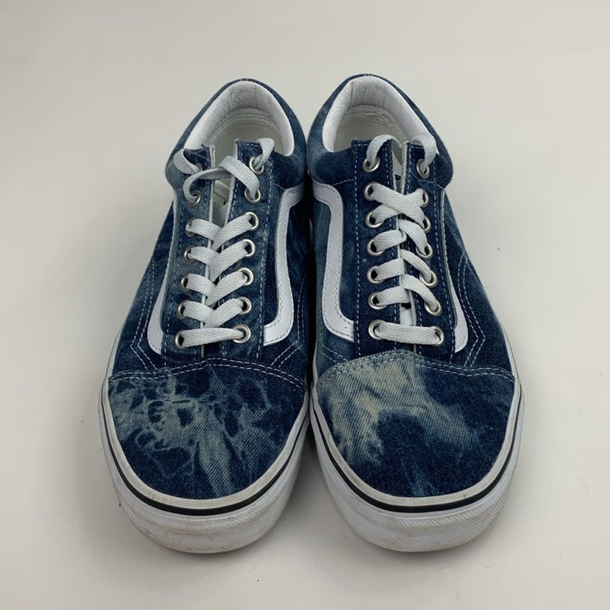 Vans Denim Blue acid wash lace up sneakers Size (Mens 8) Blue White