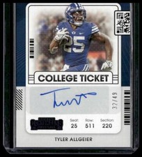 TYLER ALLGEIER 2022 Chronicles Draft Picks College Ticket Auto Purple #/49