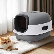 Hooded Cat Litter Pan Box Large Front Entry Pet Toilet for Cat with Litter Scoop