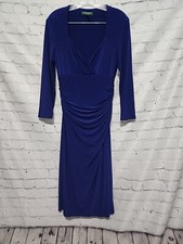 Lauren Ralph Lauren Women's Purple Elegant Long Sleeves Dress Size 10