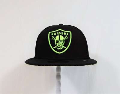 New Era NFL Las Vegas Raiders Summer Pop Black 59FIFTY Fitted Hat Sz 7 1/4 RARE