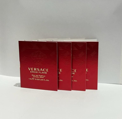 4X Versace Eros Flame EDP Eau De Parfum Sample Size Spray 0.03 Fl. Oz./ 1mL Each