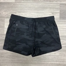 Ebb & Flow Atheleisure Shorts Women XL 38" Black Camo Elastic Gym Running Yoga