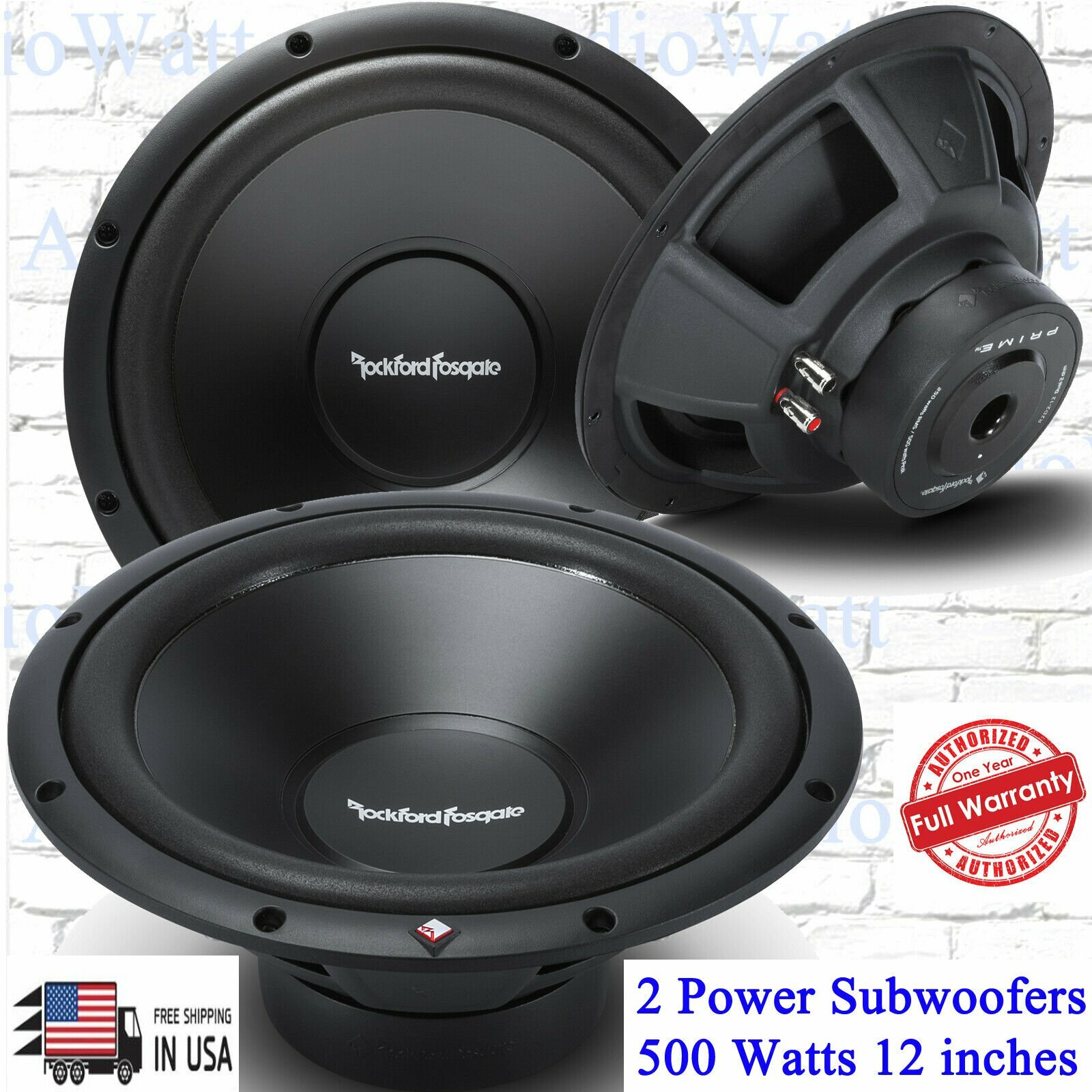2x Rockford Fosgate Prime R2D212 12" Subwoofer 500 Watts Dua