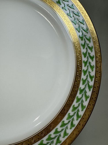 (4) Tiffany By Minton Gold Encrusted w/Green Enamel 10.375" DINNER PLATES H1064 - Picture 6 of 10