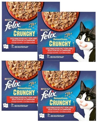 Felix Sensations Crunchy - 80 x 85 g (  7,02/kg) Geschmacksvielfalt Land Gelee