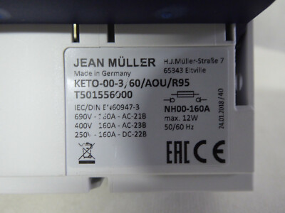 Reiter-NH-Sicherungslasttrennschalter KETO-00-3/60/AOU/R95 Jean Mller |  eBay.de