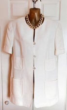 Stunning Ivory Cotton Bouclé Louis Feraud Work To Evening Jacket Uk16 Excon